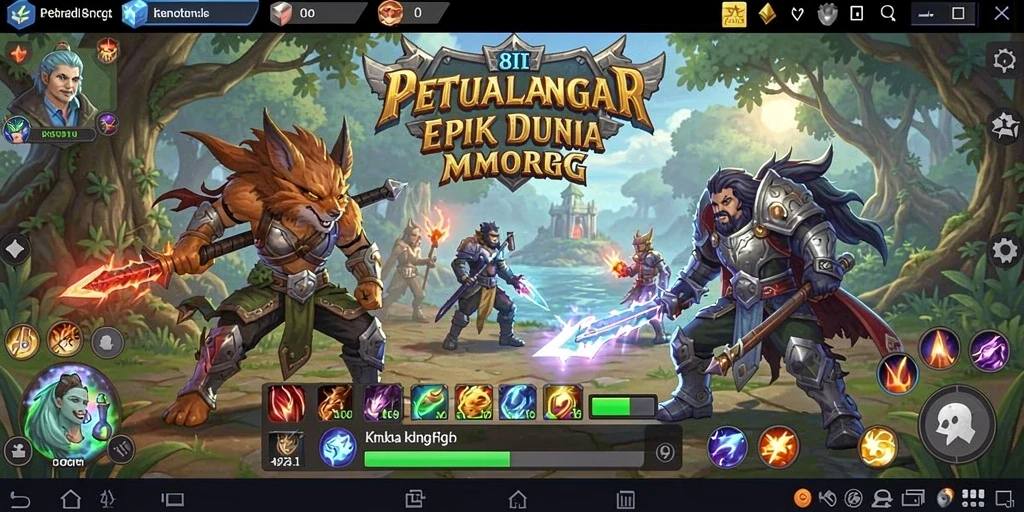 Tampilan gameplay mendebarkan dari 8II, dunia MMORPG yang luas.