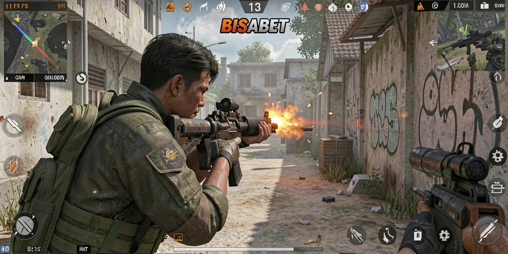 Screenshot BISABET menampilkan aksi mendebarkan saat pertempuran FPS.