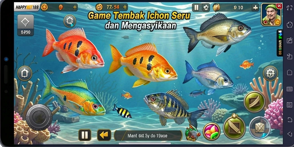 Gameplay seru dengan menembak ikan warna-warni di laut.