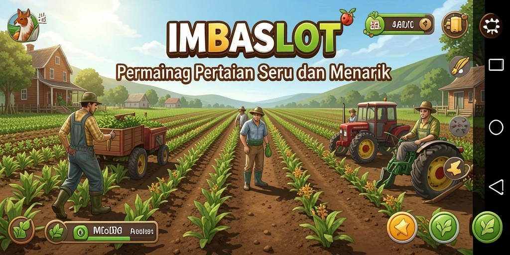 Tampilan gameplay IMBASLOT dengan aktivitas bertani yang seru.