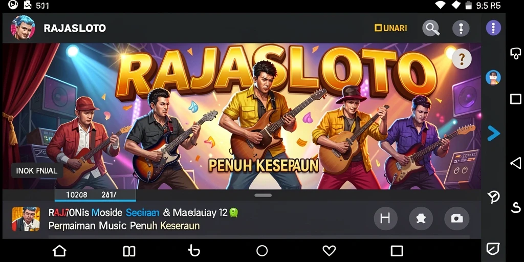 Tampilan menarik dari gameplay RAJASLOTO yang memadukan musik dan keseruan.